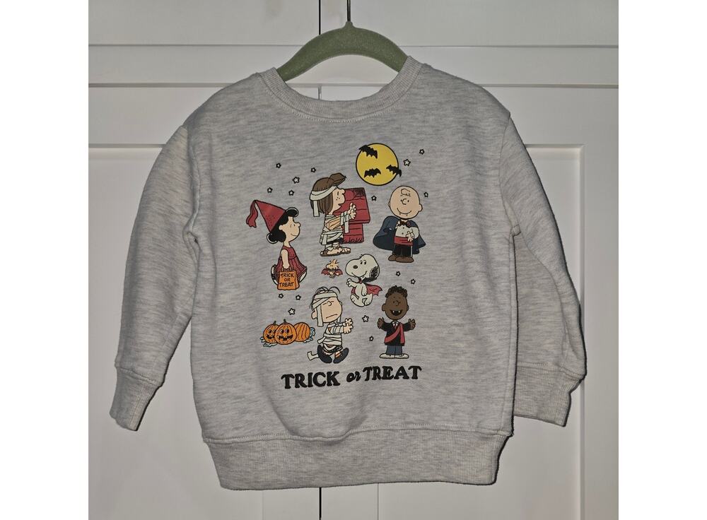Peanuts Snoopy Halloween Sweatshirt Trick or Treat Gray 3T